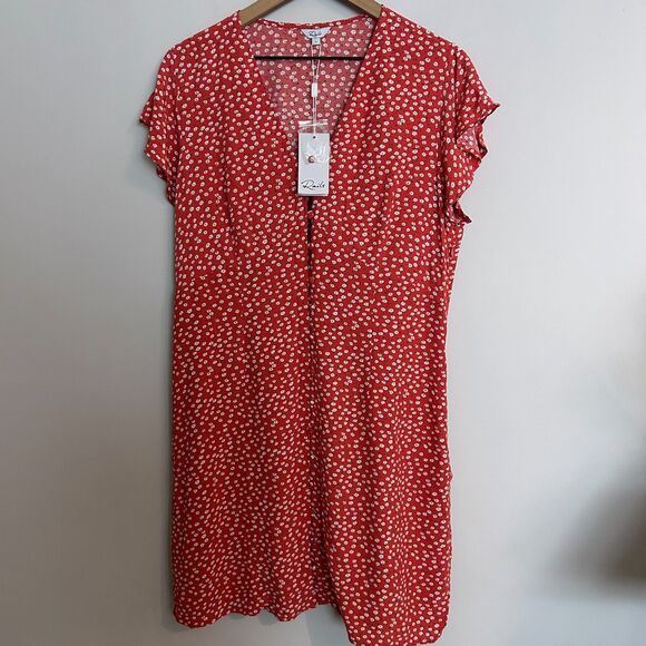 Rails Red Floral Daisies Dress Size Large - Picture 1 of 11